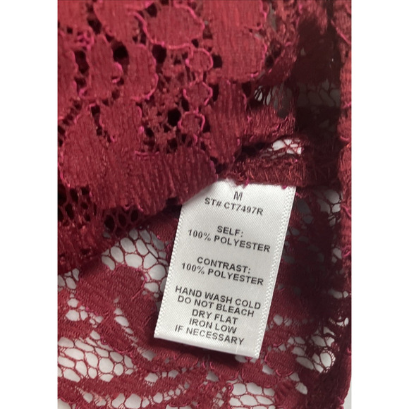 Fairy Women's Whimsy Sheer Lace Romantic Size Medium Blouse Red NWT Zip-Up Back - Picture 12 of 16